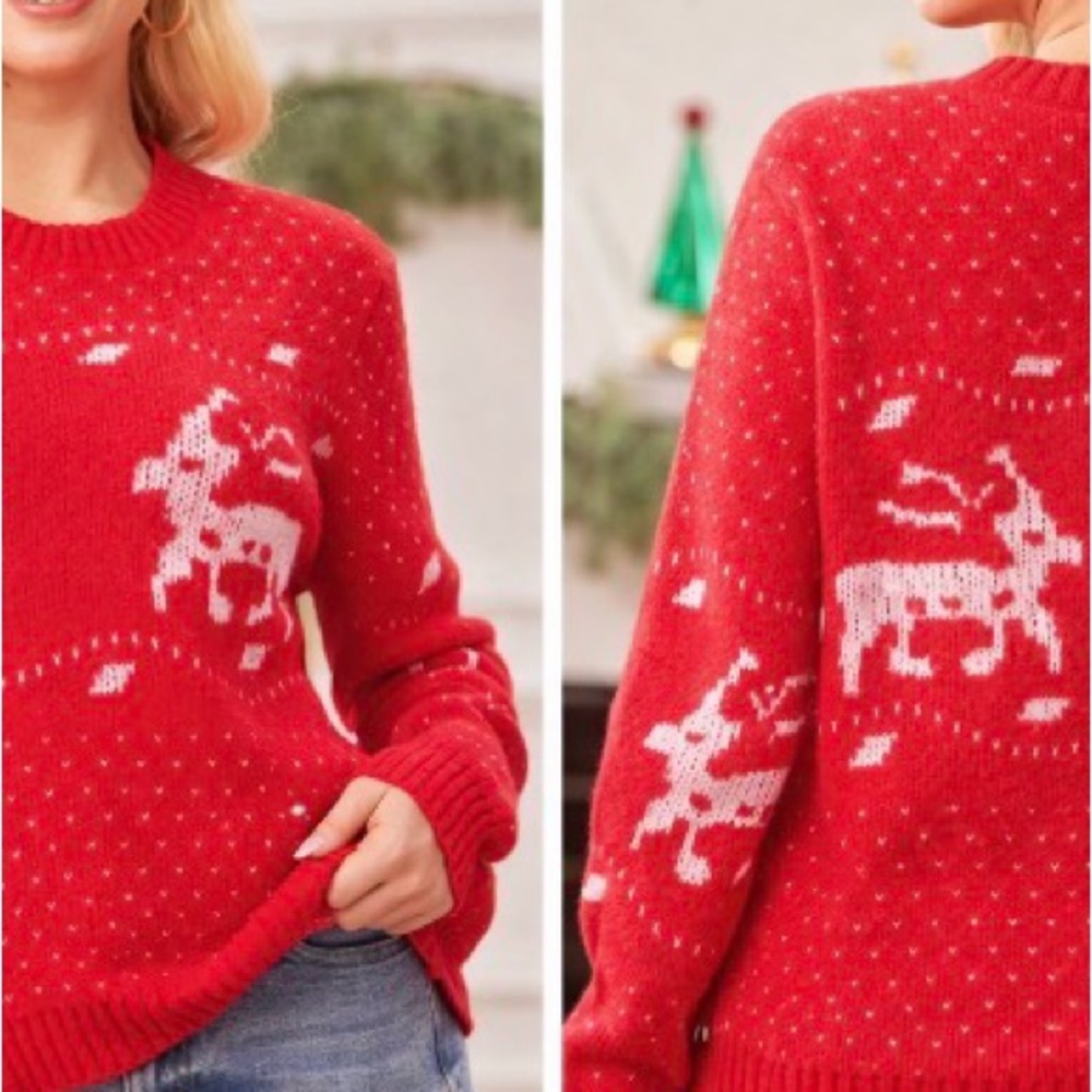 Festive Red Reindeer Sweater